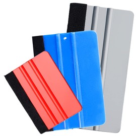DanYun Squeegee with Felt Set of 3 Colors Squeegee Spatula for Car Car Motorcycle Auto Wrapping Film Cutting Sheet Wallpaper Sticker Application Tool Installation Assistant Tool No Scratch Bubble Paste Kit Gray Blue Red