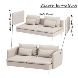Durable Polyester Fabric Sofa Cover Compatible with IKEA SODERHAMN Couch Slipcover. Sofa Not Included! (Beige, Arm Rest)