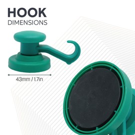 Green Rubber Coated Neodymium Magnet with Swivel Hook for Holding Rope, Wires and Clothing - 43mm dia