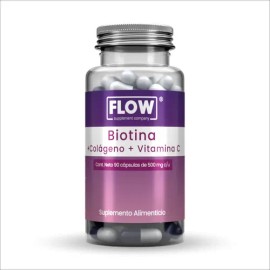 Biotina Colágeno Vitamina C 90 Cápsulas Flow Sin sabor
