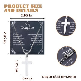 To My Daughter Cross Necklace from Dad Mom Religious Spiritual Gifts for Women Daughter Birthday Christmas Gifts Necklace Inspirational Motivational Gift for Daughter Necklaces