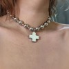 72ore Chunky Cross Necklace Silver Big Beaded Cross Pendant Choker