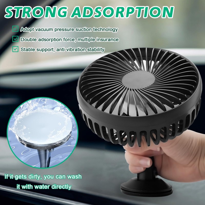 VBGURR USB Car Fan, Electric Auto Cooling Fan for Dashboard