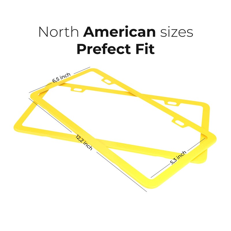 Deselen Yellow License Plate Frame - 2-Hole Sleek Style, Stainless