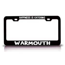Custom Brother - Happiness is CATCHING Warmouth Fish Fishing Metal Car SUV Truck License Plate Frame Bl g57