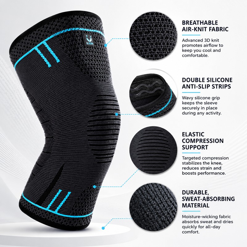 Compression Knee Sleeve for Sports Support – Breathable Anti-Slip Knee