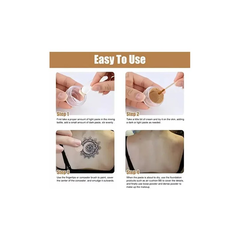 Maquillaje Cuerpo Cubre Tatuajes Acné Alta Cobertura Bitono
