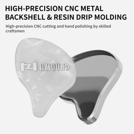 HZSOUND White Snow In-Ear Monitors Earphones, 10mm LCP+PU Driver HiFi IEM with 2Pin Detachable Cable, Noise Isolation Wired Earbuds for Music Gaming Phone Call Show Stage (with mic)