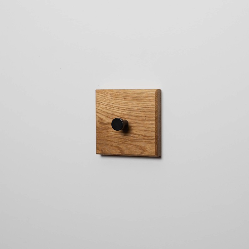 Oak Coat Hooks - Handmade Hook Rack with Black Hooks