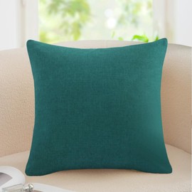 TUKUMO Cushion Cover, Solid, Linen Style, Durable, 17.7 x 17.7 inches (45 x 45 cm), 19.7 x 19.7 inches (50 x 50 cm), Square, Stylish, Nordic, Modern, Cute, Simple, Cafe, Machine Washable (Dark Green