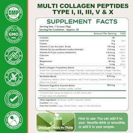 NATURE TARGET Polvo de péptidos multicolágenos: colágeno hidrolizado con mezcla energética + multivitaminas y minerales. Favorece la energía de la piel, el cabello, las uñas y las articulaciones. Sin