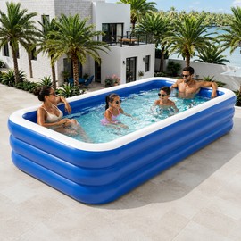 Extra Large Inflatable Family Pool for Backyard Fun – Thickened PVC Design with Quick-Inflate Air Valves