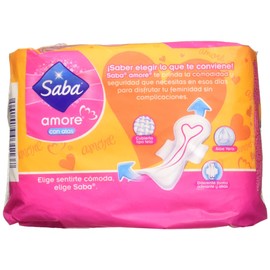 Saba Toallas Sanitarias para Dama Amore, color Rosa/Naranja, 8 Piezas