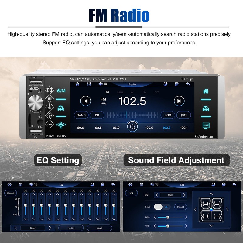 ESSGOO 5.1" Single 1 Din Car Stereo Radio MP5 Player