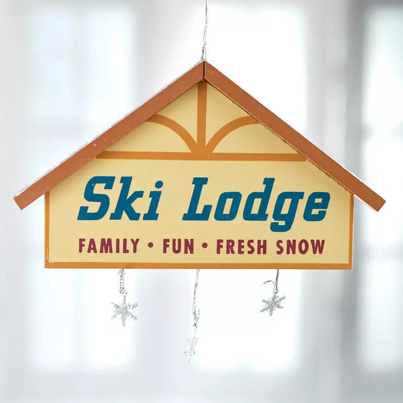 Factory Direct Craft Ski Lodge Wintry Sign Ornament | 6