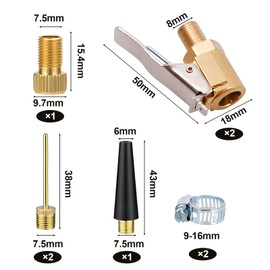 Multifunctional Valve Adapter Set, 8 Pieces, Adapter for Bicycle Valves Compatible with Bosch EasyPump, Air Pump Adapter with Presta Adapter, Air Needle & Hose Clamps for Car, Bike, Ball
