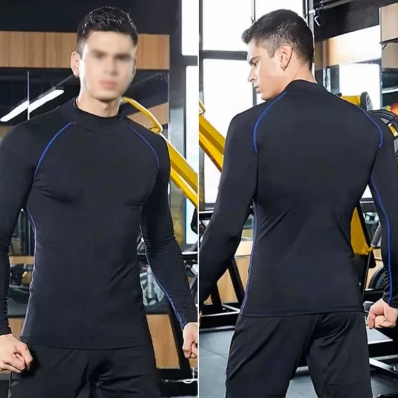 Men's High Elastic Compression Shirts Long Sleeves Sports Top for