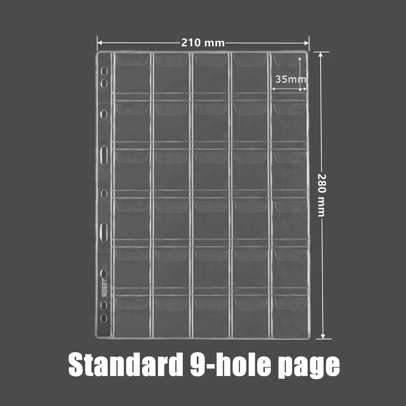 MUROAD 30-Pocket Coin Sleeves for Collectors,Coin Collection Sheets Pocket fits