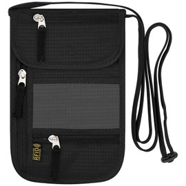 sundee RFID Travel Neck Wallet - 1 Pack RFID Blocking Passport Holder for Baggage Bags/Suitcases (B-Black)