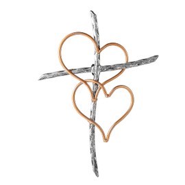 Imerance Wall Cross - Heart Metal Crosses Religious Wall Art for Wall - Wall Hanging Cross Wall Decor for Living Room Bedroom Wedding Decor(Entwined Hearts)