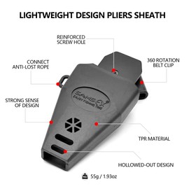 SAMSFX Fishing Pliers Sheath, Tool Holster, 360-Degree Rotatable Belt Clip, Comes with Coiled Lanyard (1PC TPR Sheath)