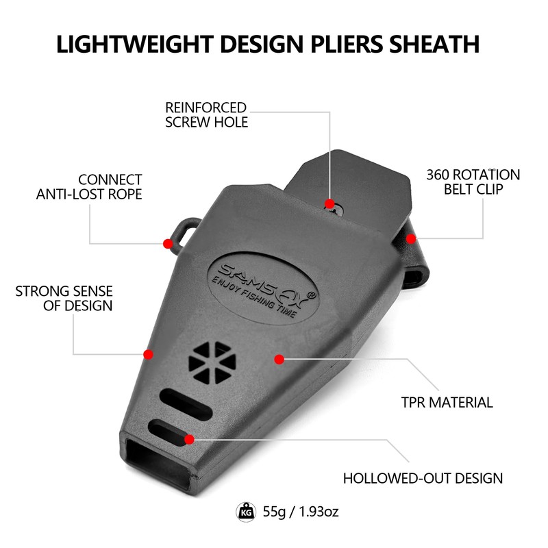 SAMSFX Fishing Pliers Sheath, Tool Holster, 360-Degree Rotatable Belt Clip,