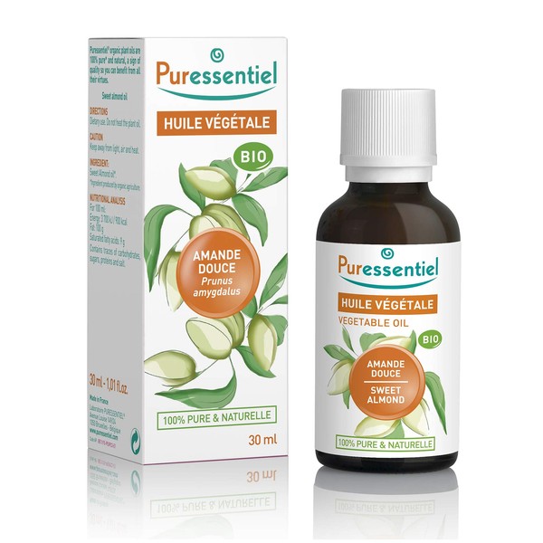Puressentiel Organic Sweet Almond Vegetable Oil, 30 ml/1 fl oz
