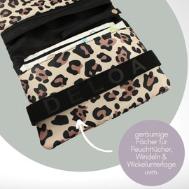 DELOA ® Nappy Bag for on the Go with Lots of Space - Small Changing Bag, Baby Nappy Organiser (Leo)