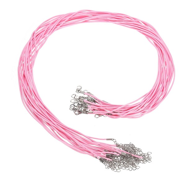 sourcing map 20Pcs Waxed Necklace Cord Bulk Pink 1.5mm Dia