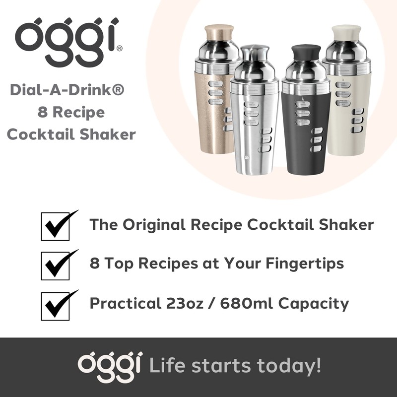 Oggi 23-Ounce Stainless Steel Cocktail Shaker, Silver