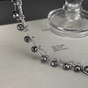 Women's Hematite Power Stone Bracelet, Black Beads, Stainless Steel Chain,