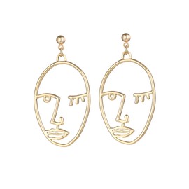 VALICLUD Dangle Face Earrings Gold Earrings Stud Cuff Earring Face Earrings Abstract Face Statement Earrings Retro Earrings Ear Studs Cuffs Vintage Earrings Abstract Face Earrings Oval
