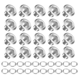 METALLIXITY Eyelets with Sealing Rings (10 x 5 x 7 mm) 200 Pack Alloy Eyelet Kit Chrome-Plated - for Leather Canvas Clothing DIY Crafts Making Silver Tone