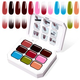 U-Shinein Gradient Painting Gel, 9 Colors Ombre Gel Nail Polish for Ombre Nails Aura Nails French Manicure Soak Off UV Long-lasting Home Salon DIY Nail Art Canyon Bloom