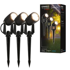 BRILONER - Connect to Shine 12 V Garden System Set of 3 LED Spotlights with Ground Spike, Extension Set, IP65, Warm White Light, Garden Lighting, LED Garden Spotlight, 25 x 4 cm, Black