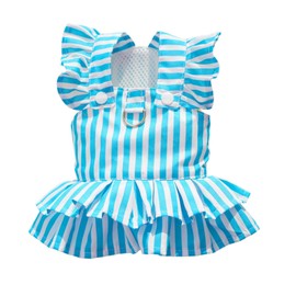 Dog Dress Girl for Small Medium Dogs,Pet Summer Princess Dresses Dog Striped Skirt for Chihuahua Yorkies Outfit_2XL(Blue Stripe)