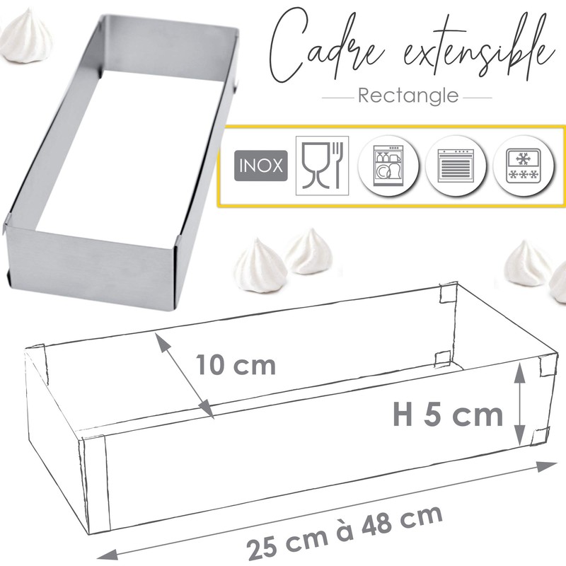 ScrapCooking 1916 Stainless Steel Rectangular Baking Tin Extendable from 25