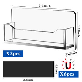 Colingmill 2 Pcs Acrylic Magnetic Business Card Holder Clear Plastic Business Card Display Stand for Home Office Retail Shops Vendor Booth, Fits 30-50 Business Cards
