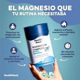 Magnesio Complex 6 Formas Bisglicinato Citrato Gomitas 180 Pzs Health Hack 630 g, 180 gomitas, sabor mora azul, 6 formas de magnesio, vitamina B6 y D3, acerola, vegano, sin azúcar, sin gluten