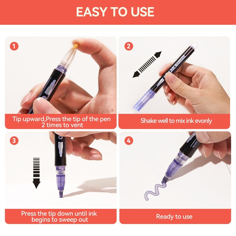 LIGHTWISH 36 Outline Markers Set, Double Line Effect, 2mm Medium