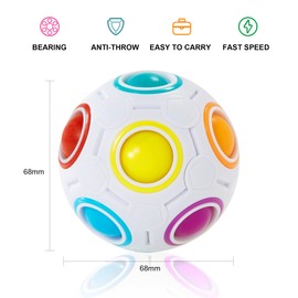 Vdealen Magic Rainbow Puzzle Ball, Fidget Ball Puzzle Brain Teaser Fidget Toy- Birthday Party Easter Valentines Christmas Stocking Stuffers for Kids Teen & Adults(White&Blue&Green)