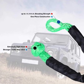 Synthetic Soft Rope Shackles 3/8" x 24" 45000LBs for Boating ATV UTV SUV 4X4 Winch Ropes(Green 1pcs)