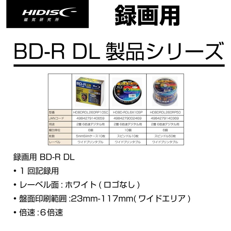MAG-LABHI-DISC BD-R HDBD-RDL6X10SP (DL/1-6X/10 Sheets)