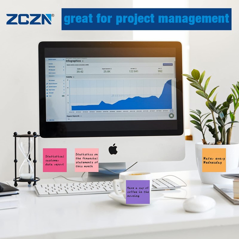 ZCZN 76 x 76 mm Sticky Notes, 100 Sheets/Pad, 4
