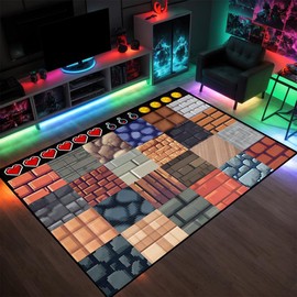 Game Rug - Old Game Block Theme Carpets for Boys Bedroom Living Room Teens Boys Carpet Room Decor Rugs for Bedroom Playroom Rug, 2'5''x4'