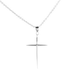 Dicksons 73-4879P Star Cross Pendant, Silver Tone, 18 Inch, Plated Metal, Men's/Women's Everyday Necklace,