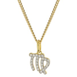 GLIZZ Zodiac Sign Virgo Gold 333/8K on Gold-Plated Silver Chain Fashionable Necklace for Women, Beautiful Gift Idea and Elegant Accessory, GL8330-06, 45 cm, Yellow Gold, Cubic Zirconia