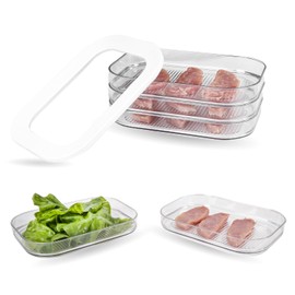 aioejir Deli Meat Cooler for Refrigerator Stackable Lunch Meat Plastic Organizer with Lid Food Storage Box Bacon and Cheese Organizer for Refrigerator
