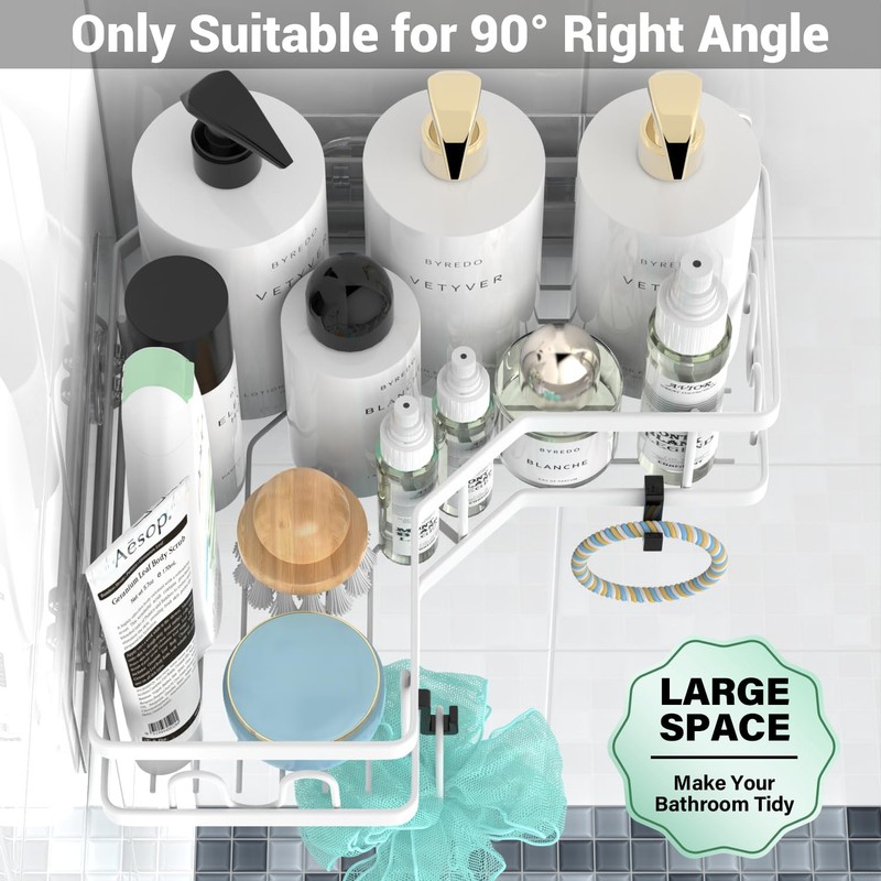 AKTECKE Corner Shower Caddy Bathroom Organizer Adhesive Shower Rack Bathtub