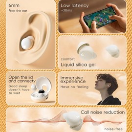 JNXIKOU Invisible Wireless Bluetooth Ear Buds for Sleeping Noise Cancelling Mini Earbuds,Discreet in-Ear Tiny Earphones for Sleeping,Hidden Earbuds for Small Ears Sleeping,Working,Hiking White